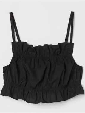 H&M Black Ruffled Smocked Cami Crop Top